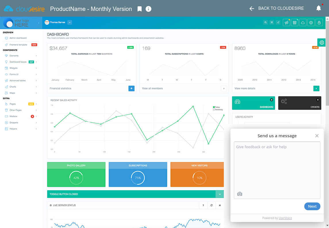 Customer Dashboard - running application